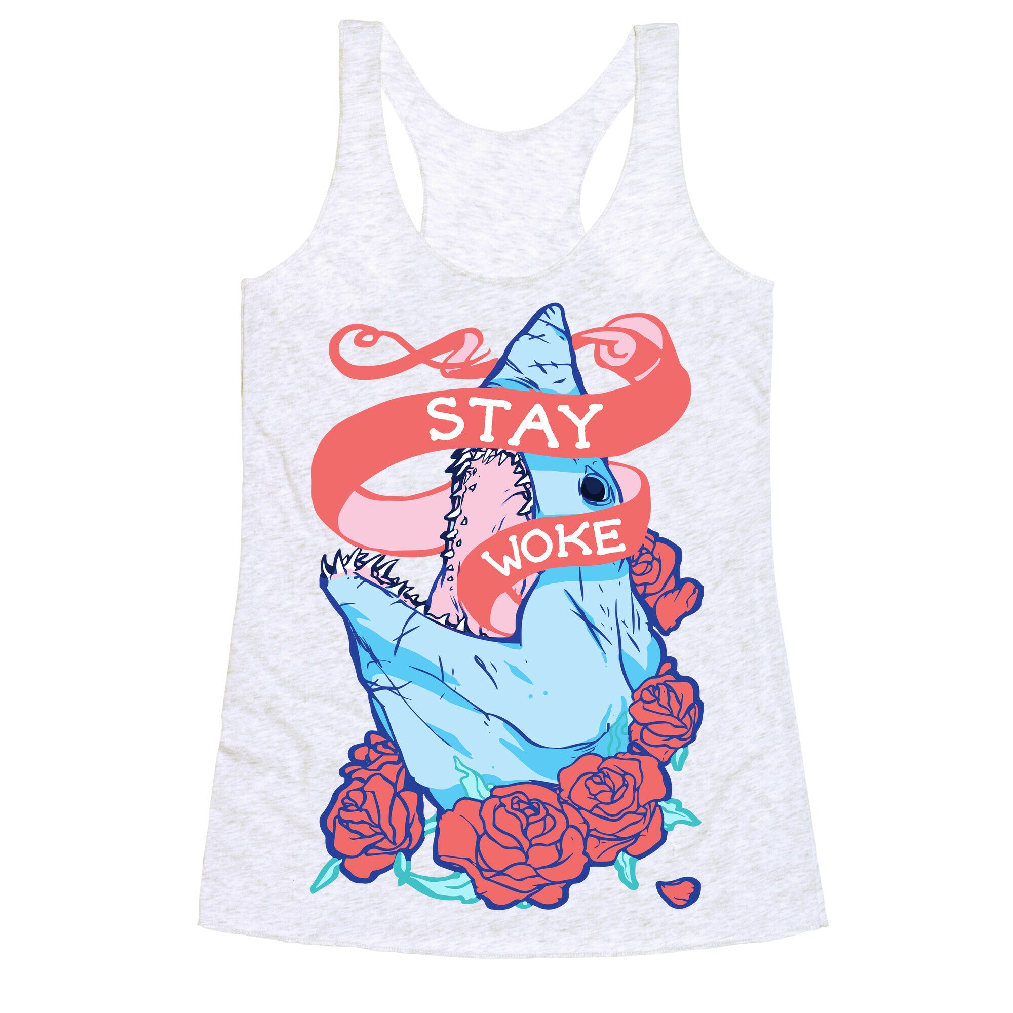 Stay Woke Shark Racerback Tank